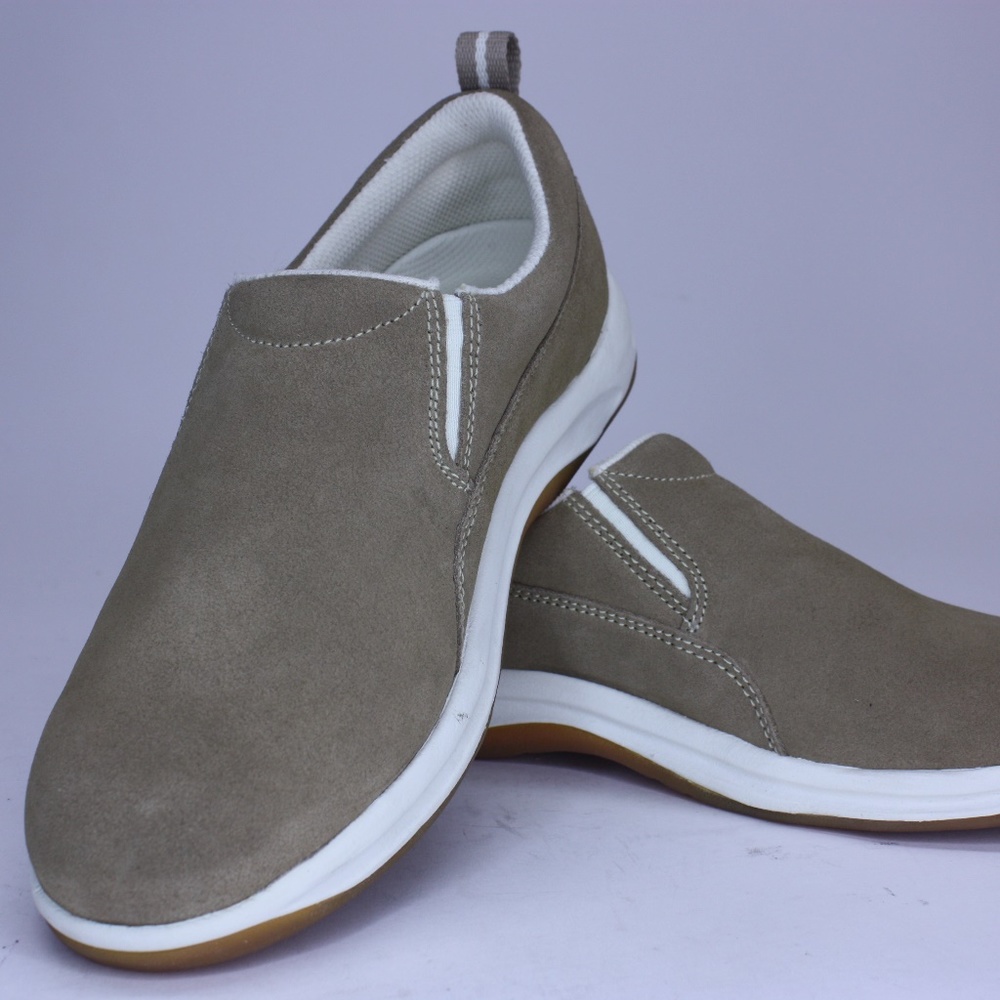 Lands End Mens Loafers Shoes Beige Khaki Suede 7.5
